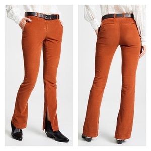 A.L.C. NWT Javier Corduroy Split-Hem Flare Pants Cinnamon Brown Size 6 Stretch